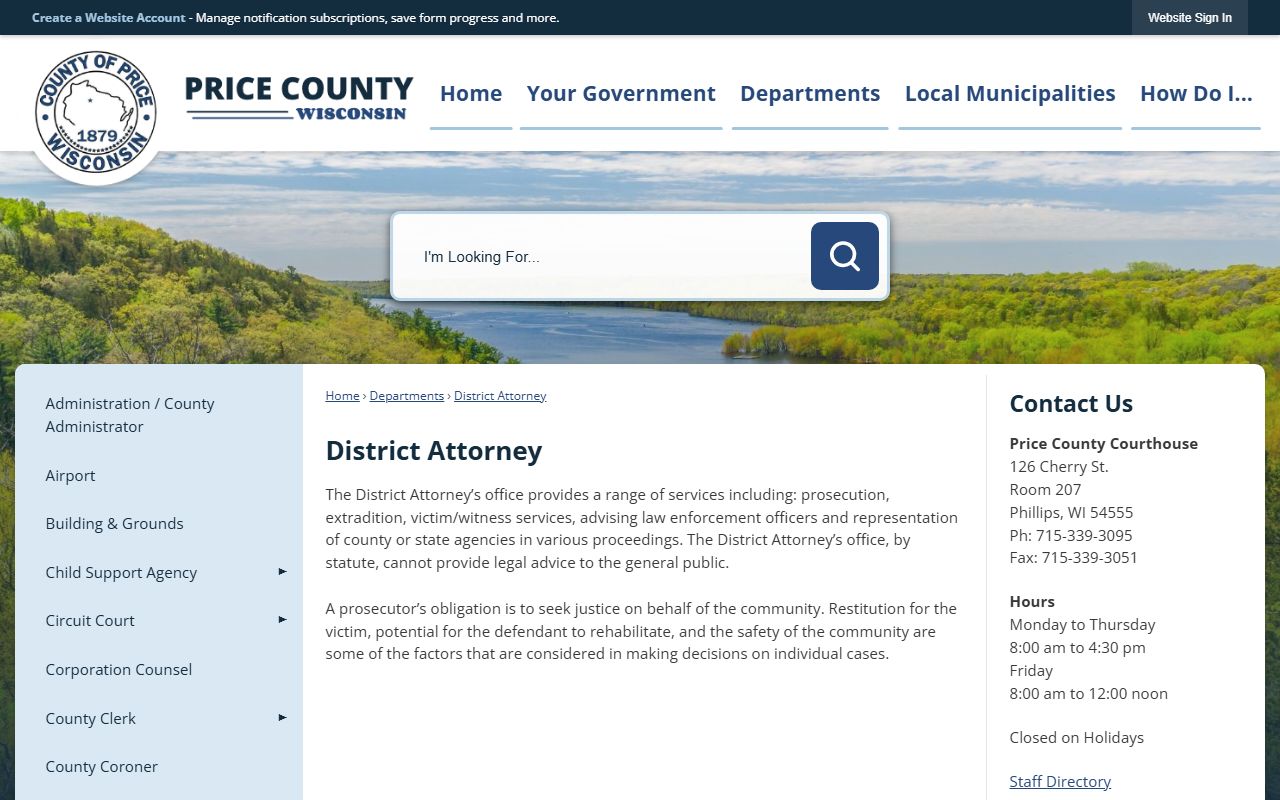 Price County District Attorney office for charges after jail arrest